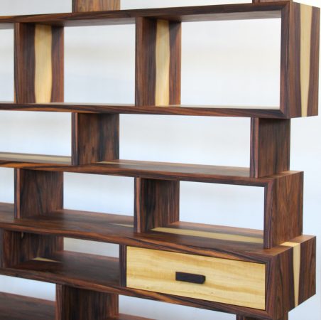 Bibliothèque placage Palissandre de Santos et citronnier